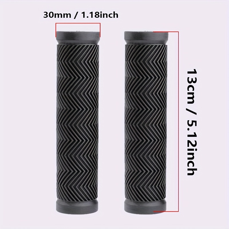 Image of 2pcs Bicycle Handlebar Grips, Thickened Rubber Grips, 12cm In Length, Suitable For Bmx, Mountain Bikes, Mtb, Beach Cruisers, Scooters, And Folding Bikes, High- Anti-slip Ergonomic Rubber Grips