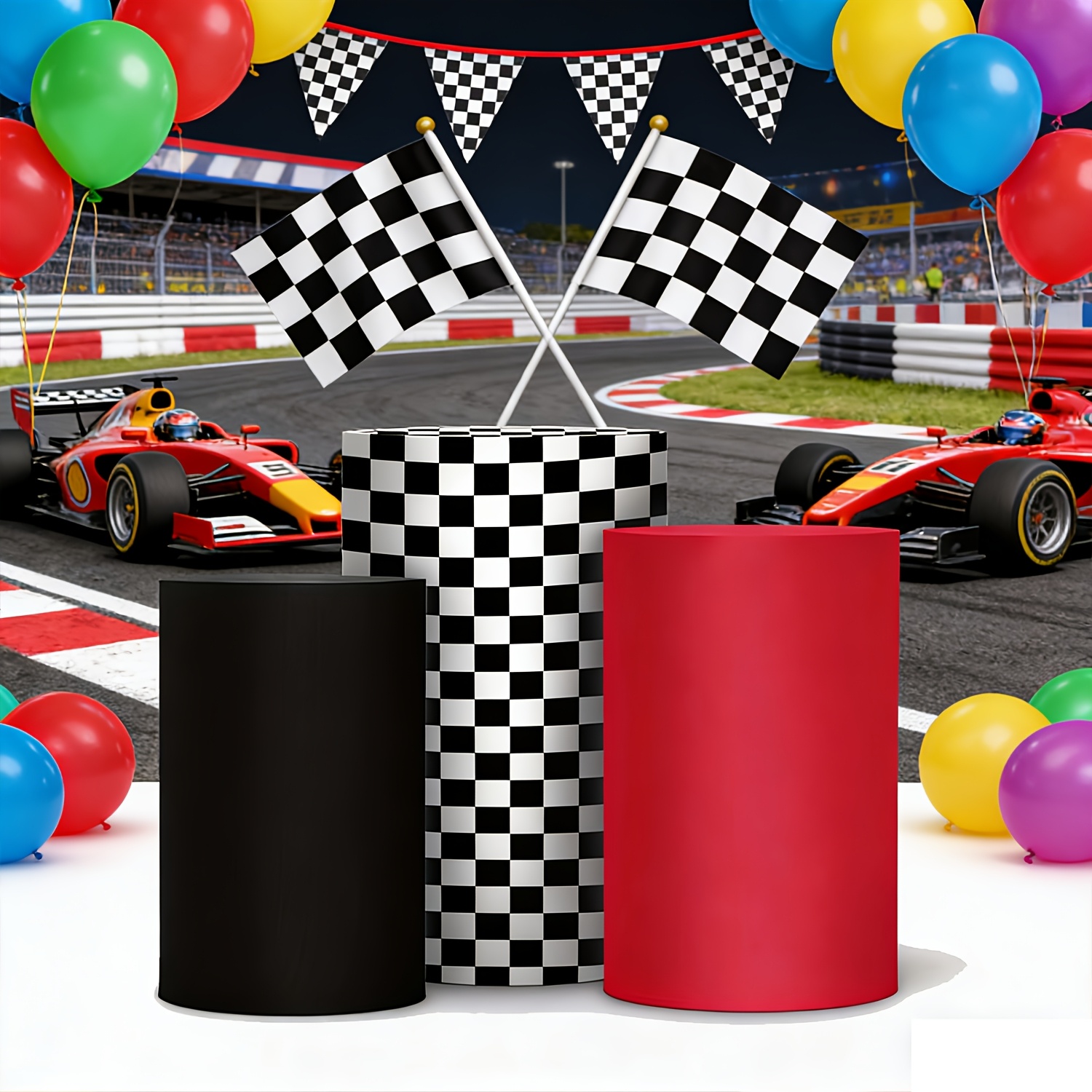 TEMU 3pcs Set Of Cylindrical Base Covers For Racing Party Decorations,wedding Decorations,summer Decoration,garden Decor For Outside,outdoor Decor,