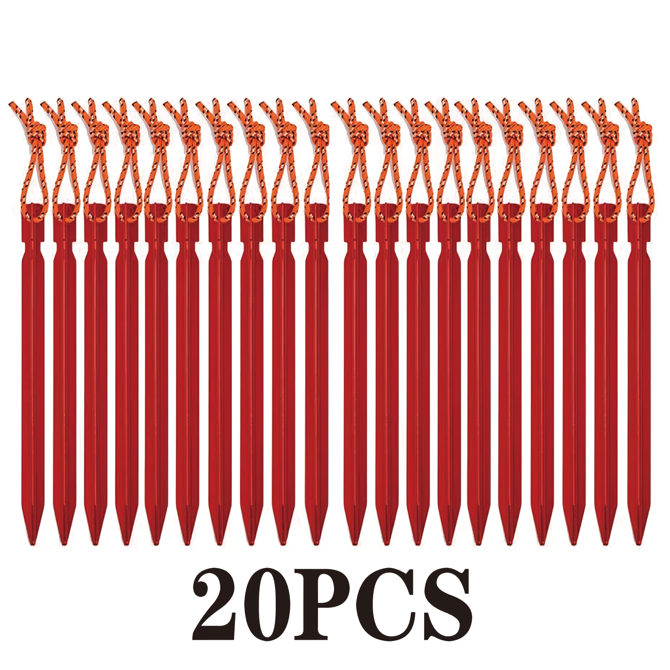 Image of 20 Pack Aluminum Tent Nails With Wind Rope - 7.09 Inch Lightweight Durable Alloy Ground Piles For Secure Outdoor Camping, Tent & Shelter Stakes, Tents For Outside
