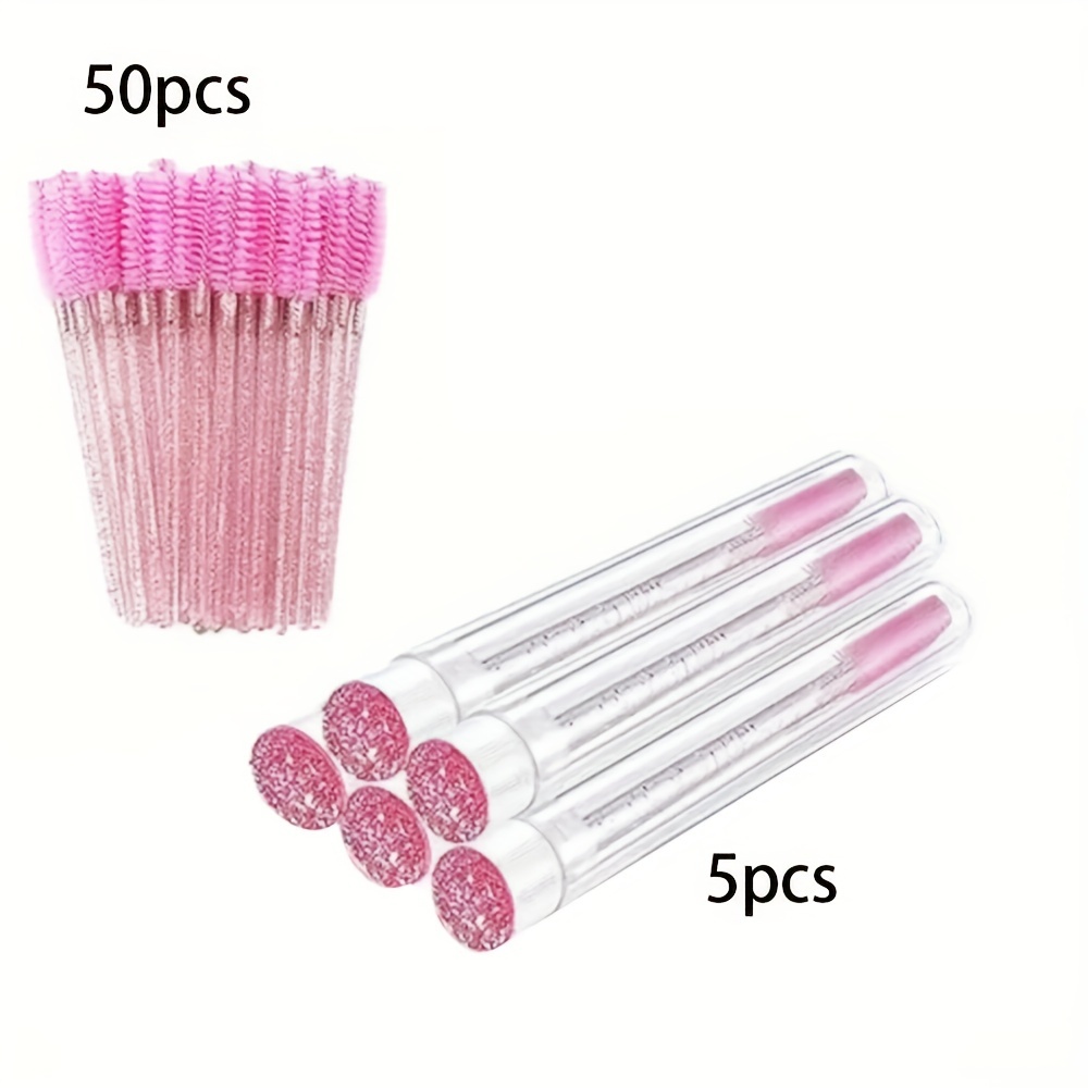 

55pcs Diamond Eyelash Brushes Set - Mascara Wands, & Empty Tubes - Hypoallergenic, Fragrance-free Polyester - Makeup Tools For Eyelash Extensions & Brow Grooming