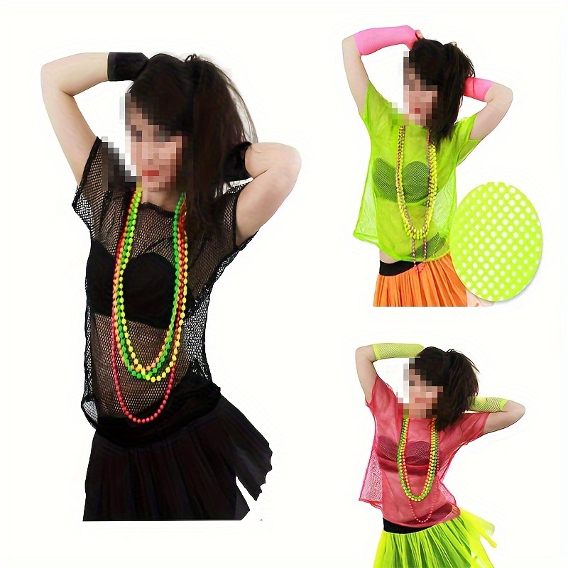 

1980s- Fluorescent Sleeve Top For Women - For Parties & ,