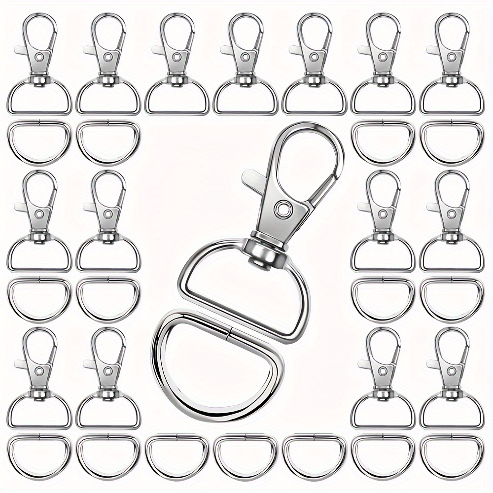 

30/60-piece Zinc Alloy D-ring Swivel Lobster Clasps With Key Rings - Perfect For Diy Keychains, Dog Leash Accessories & Craft Projects Lobster Clasps For Jewelry Making