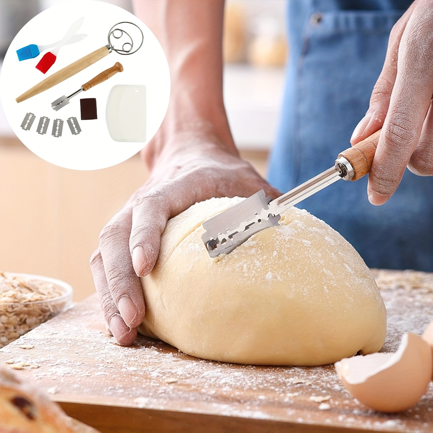 Wooden Bread Making Tool Set Beginners Dough Scraper Dough Temu Canada