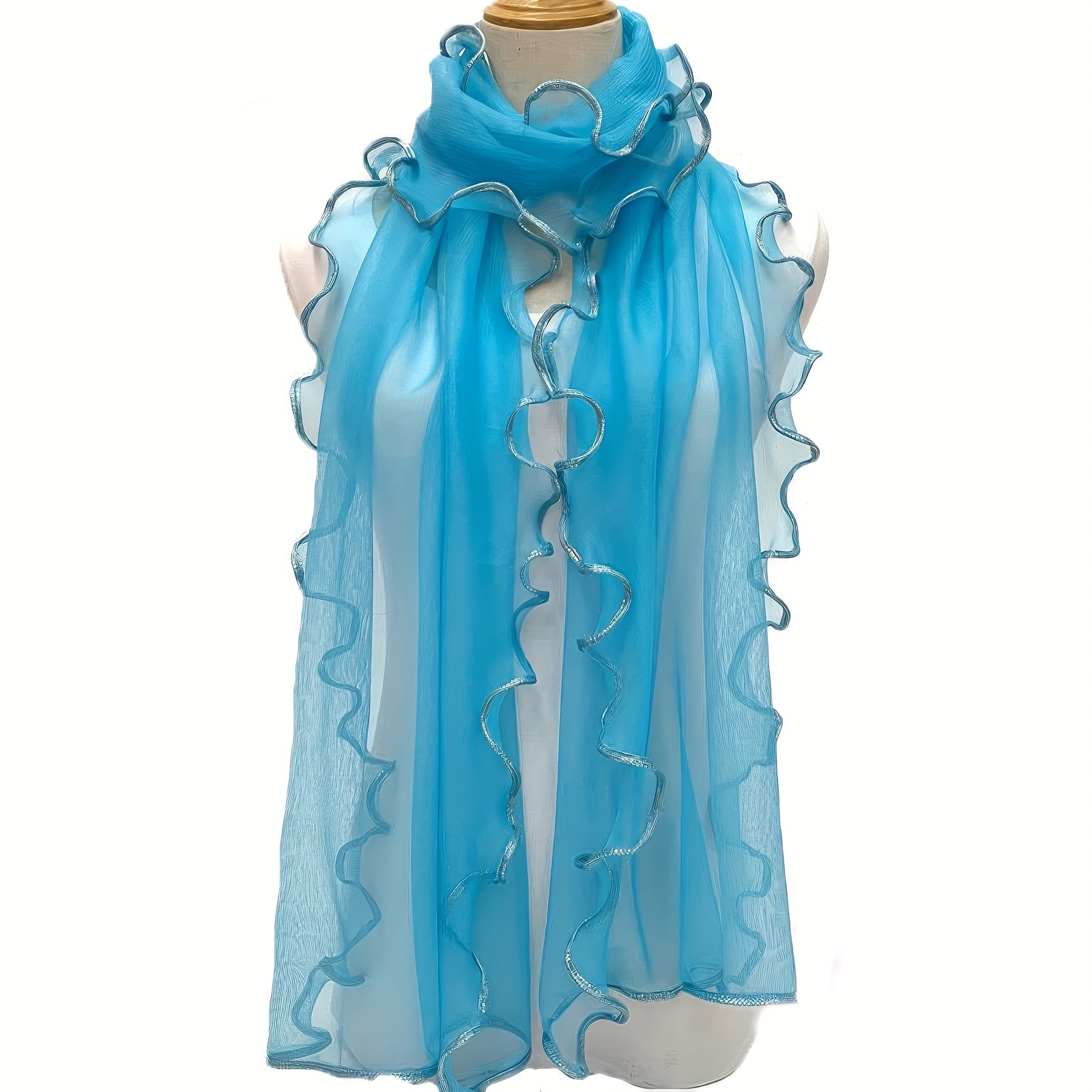 Edge Monochrome Scarf Basic Thin Breathable Gauze Shawl Casual Travel Scarf For Women