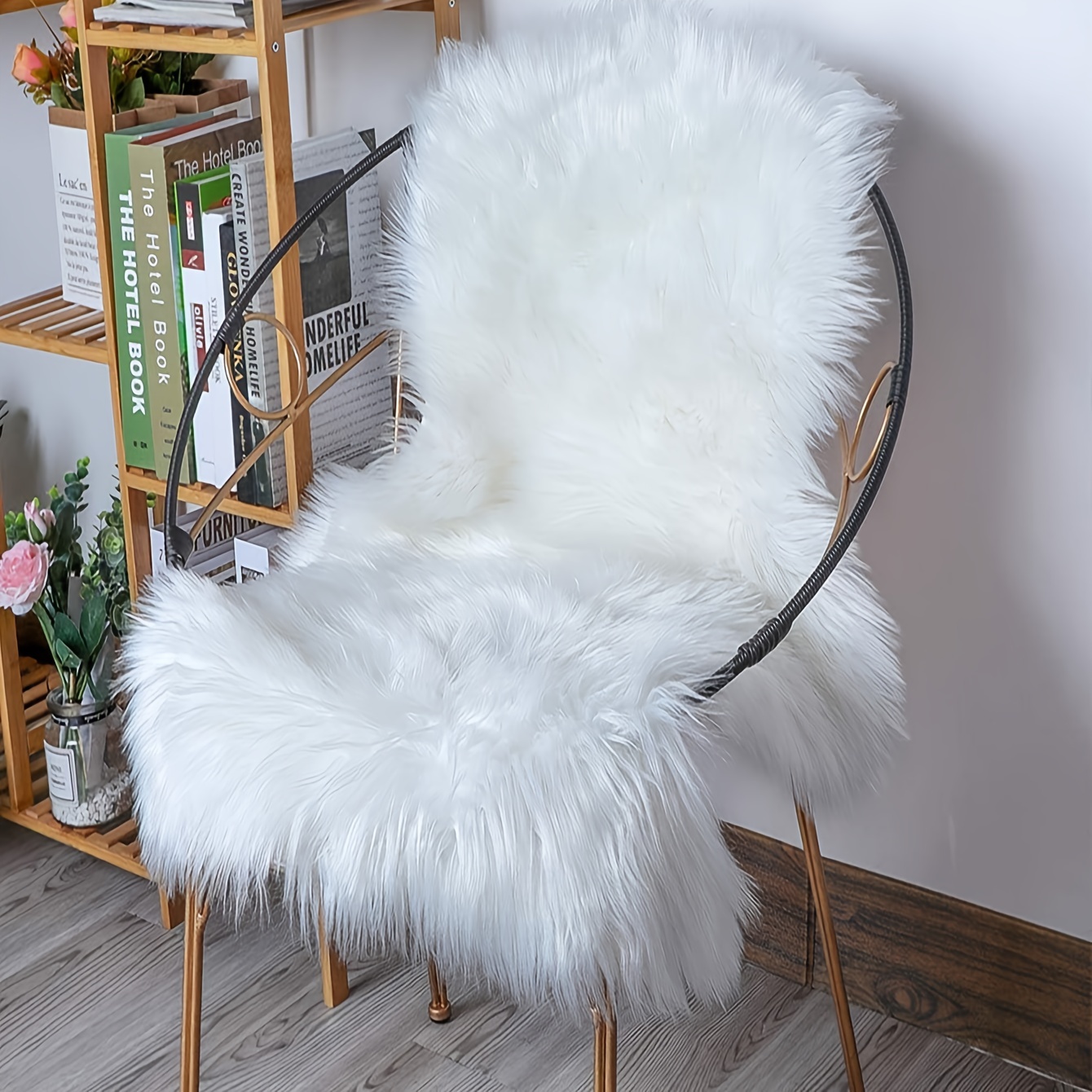 

Fur Material| Plush Fur Chair Cushion - Cozy, Non-slip Long-haired Mat For Winter - Ideal For Bedroom, Hallway, Office - Machine Washable, Polyester & Acrylic