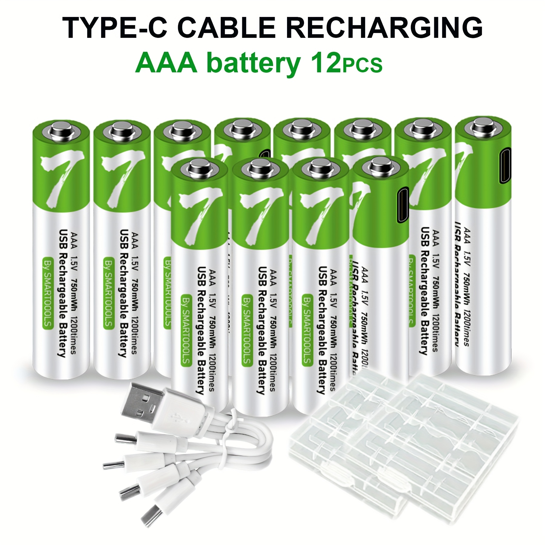 Image of Set Of 12 Aaa Batteries, Featuring Rechargeable Lithium-, With A High Capacity Of 1.5v 500mah 750mwh. Batteries Support Fast Charging In 1.5 Hours, Provide Consistent Output