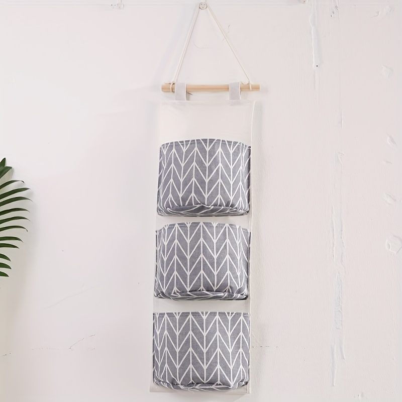 1pc Wall-mounted Storage Bag - 3-layer Home Office Storage Bag, Hanging Miscellaneous Bag Behind Bedroom Door, Durable Fabric