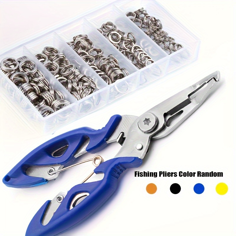 

100pcs/200pcs High Strength Stainless Steel Split Ring, Lure Connector With Fishing Pliers