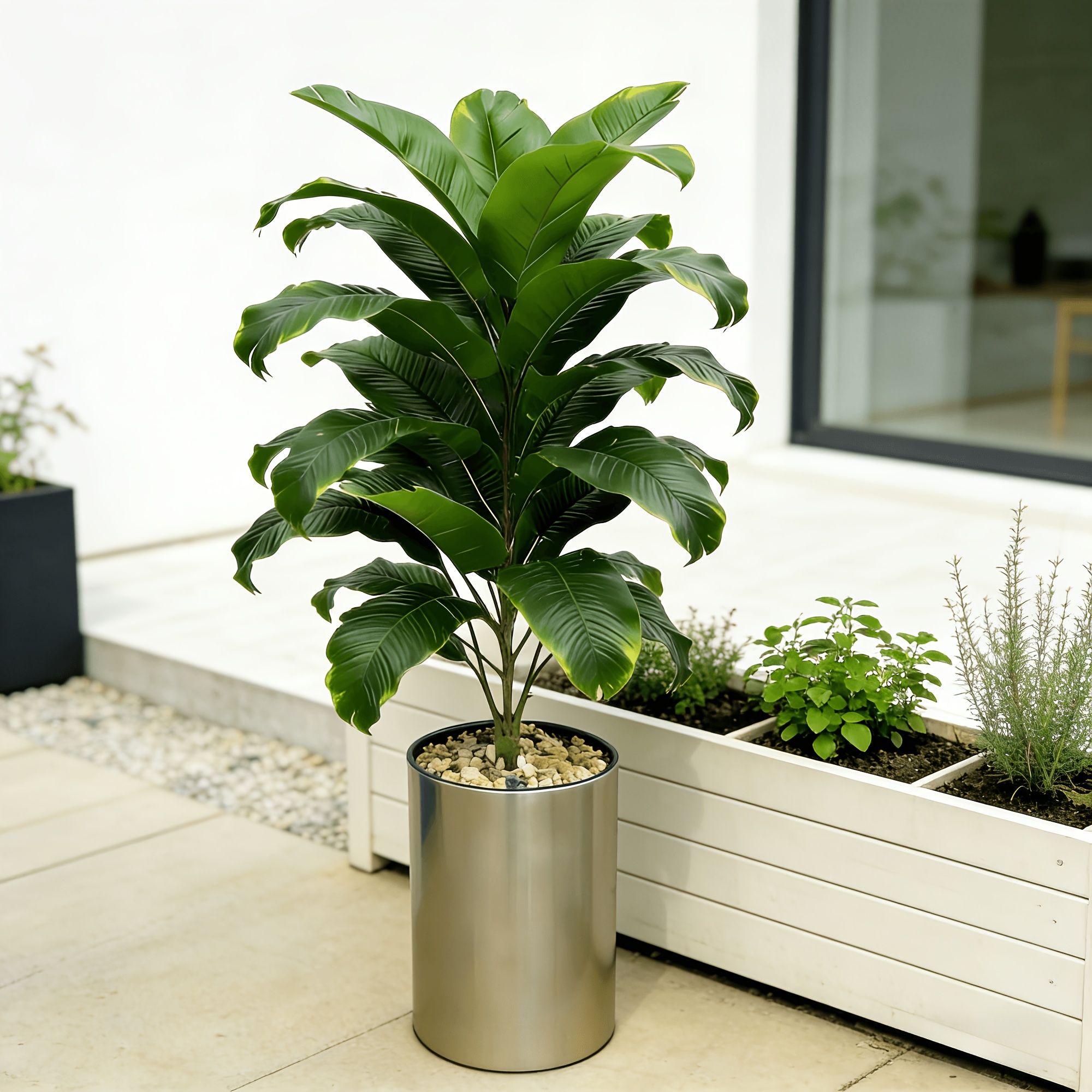 1 groe lebensechte Kunstpflanze [Bananenbaum] - * 21-Bltter knstliche  Monsterpflanze, knstliche Blumen/Pflanzen Kunstpflanze aus Kunststoff im  Topf fr * nordischer Stil, Topf nicht enthalten - * ...