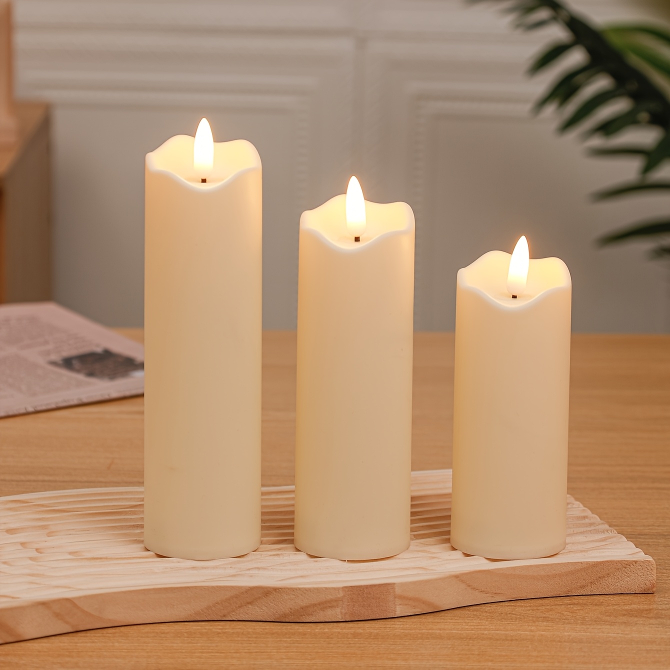 Image of 3pcs Led Flameless Candles - , Plastic Pillar Candles, Electronic Candles, Tea Lights, Holiday Decor, Party & Home Gift With Batteries | Holiday | Valentine's Day | Home Decor