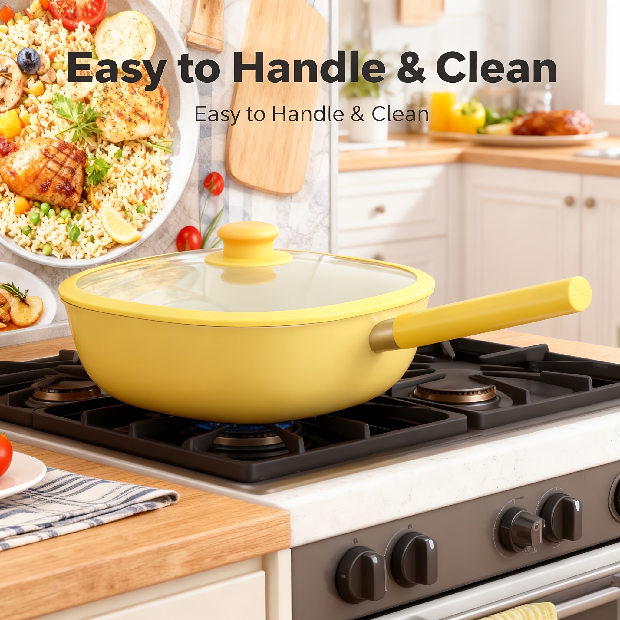 TEMU Pot Small Wok Household Wear-resistant 0 Flat Bottom Cooker Induction Cooker Gas Universal Square Pot