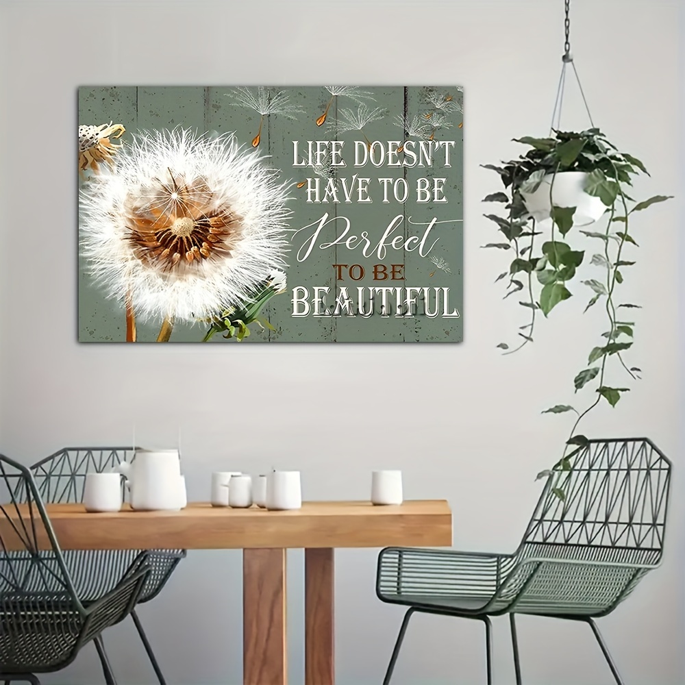 

1pc Wooden Framed Canvas Painting Dandelion Inspirational Paintings Wall Art Prints For Home Decoration, Living Room & Bedroom, Festival Party Decor, Gifts, Ready To Hang