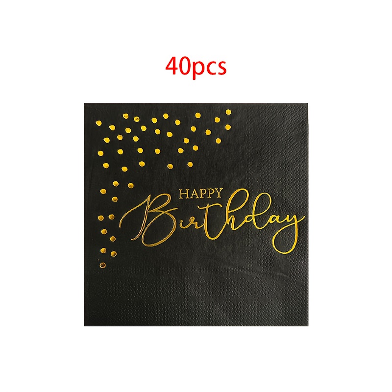 TEMU 20pcs/40pcs/100pcs Elegant Black And Dot Birthday Napkins - High-quality Paper Guest Napkins For Dinner, Picnic, , Anniversaries, And - 18th To