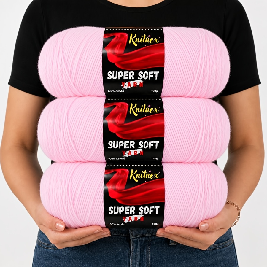TEMU Lot de 3 (190g ) Fil Acrylique Love pour Crochet et , Fil à Tricoter de Poids Pairel avec Palette Multicolore ( Vifs, , Roses Poudrés) pour