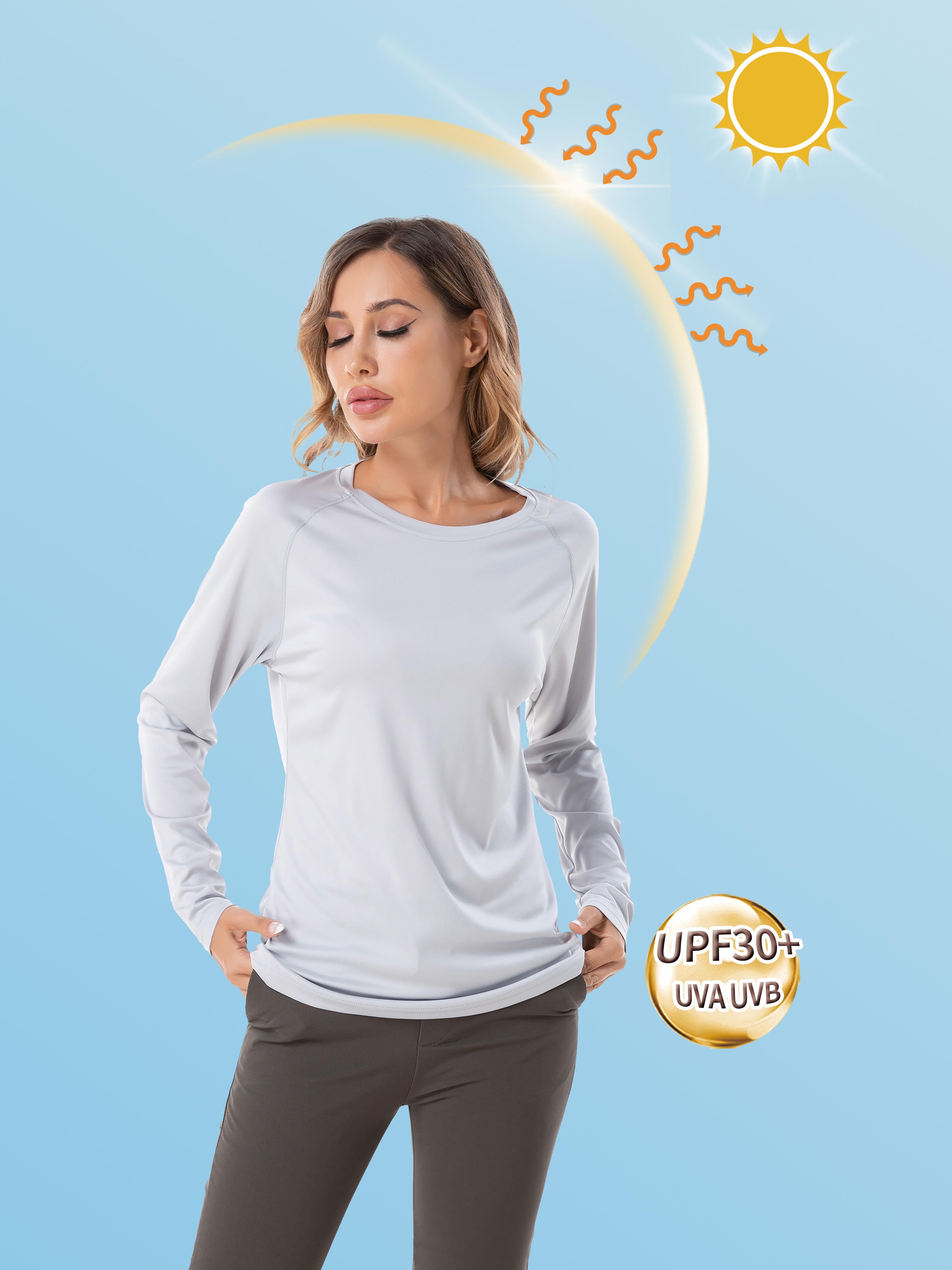 Women's Upf50+ Outdoor Sun Protection Long Sleeve T-Shirt, Quick-drying Sports Fishing Swim Suit, Women's Clothing