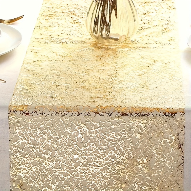 

Elegant Golden Organza Table Runner - Perfect For Christmas, Weddings & Birthdays | Polyester, Rectangular Shape