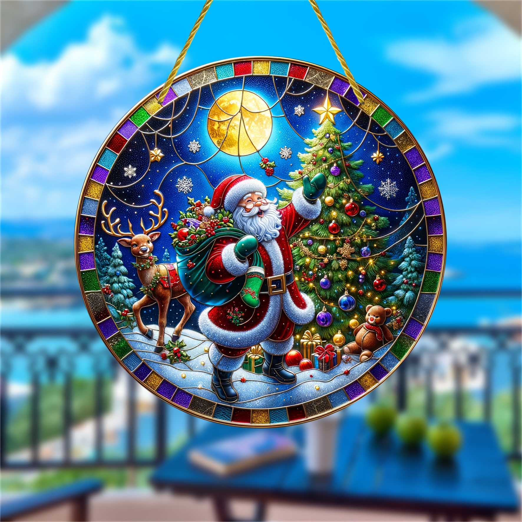 

- 8x8" Christmas Hanging Decor, Round For & , For Women, No Needed, , Wreath