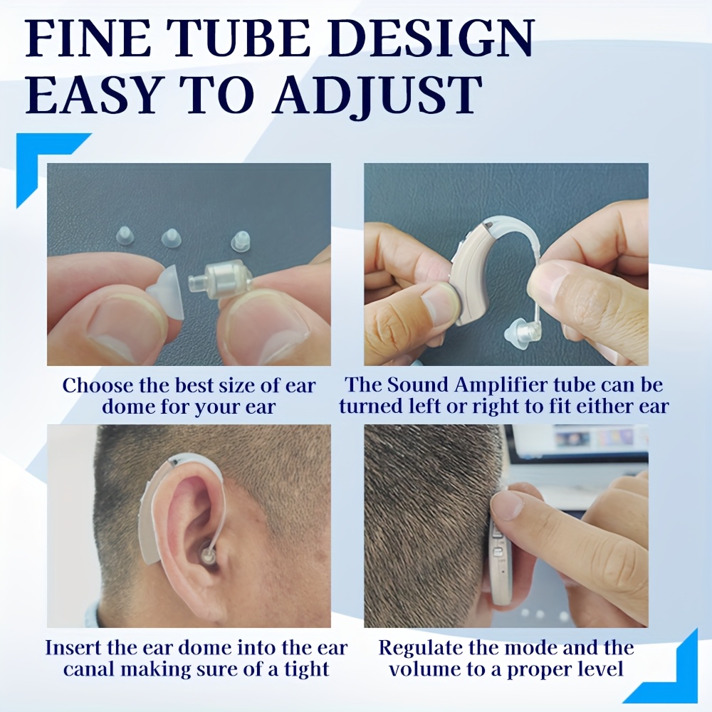 Delmicure Hearing Amplifier, Rechargeable Sound Amplifier, Hearing Device for Men & Women, Home Use Sound Device for Ear, Adult Gift Choice, Ideal for Ear, Sound Amplifer Device with 4-Mode, Sound Amplifier on Deals, 2 Pcs, Golden Device, Binaural Use