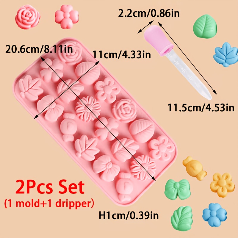 TEMU 2pcs Set 1pc 12-cavity Mixed Flower Silicone Candle Mold And 1pc Dropper Rose Tulip Daisy For Scented Candle Soap Epoxy Resin Car Decor Romantic
