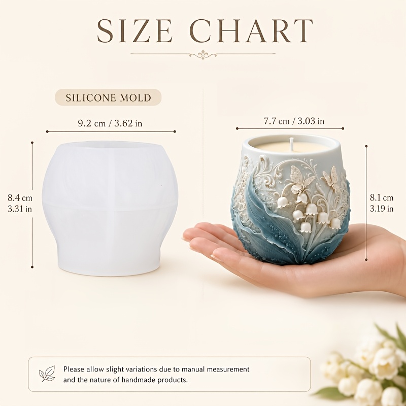 TEMU 3d Lily Of The Valley Silicone Mold Vintage Floral Relief Jar For Candle Holder Making Resin Casting Jewelry Storage Box Plaster Cement Flower