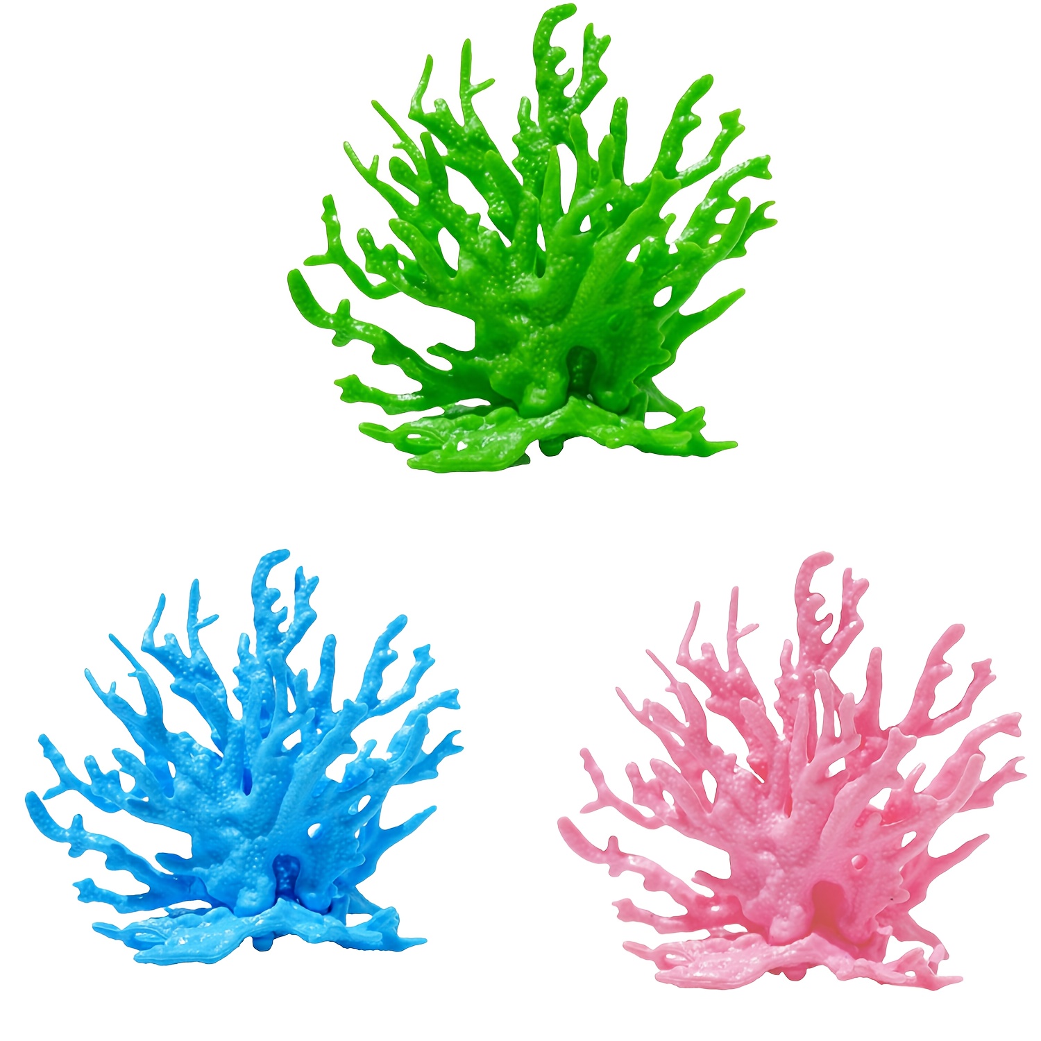 Image of A Set Of 3 Mixed Aquarium Coral Decorations, Designed For Fish Tank Landscapes, Featuring Realistic Coral Trees, Party-themed Ocean Plant Decor, And Suitable For Living Room Decoration