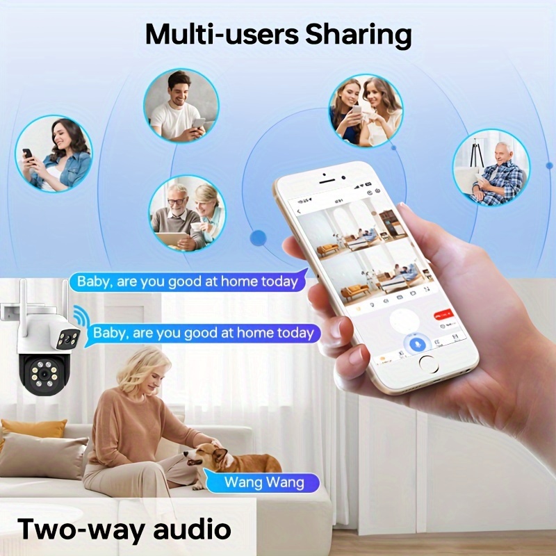 Ikki tashqi xavfsizlik kamerasi, ikki tomonlama linzalar bilan, 2Mp+2Mp uy xavfsizlik CCTV kameralar, 2.4/5G Wifi kameralar, harakatni aniqlash, avtomatik izlov, ikki tomonlama audio, 360-darajali panoramik ko'rinish va rangli kechqurun ko'rish. tafsilotlar 7