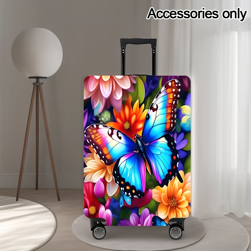TEMU Travel Essentials Featuring A Vibrant And Floral Pattern Luggage Cover, Anti-friction Luggage Protector, High Elasticity Trolley Case Protective