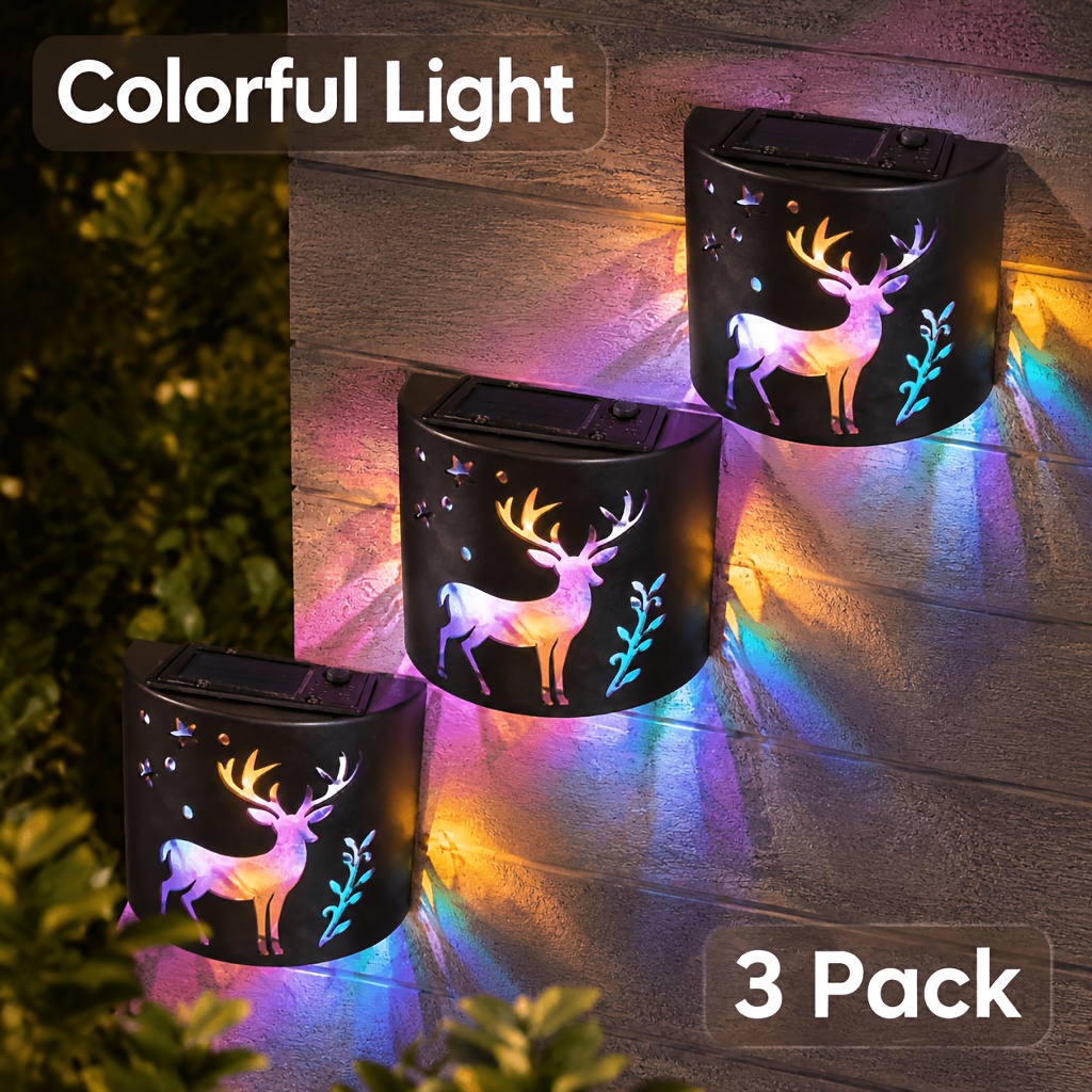 TEMU 6/3/1pc Rgb Solar Wall Lights For Outdoor Use, Suitable For Front Yards, Gardens, Courtyards, Patios, And Stairwells. Gate Railings, Fence
