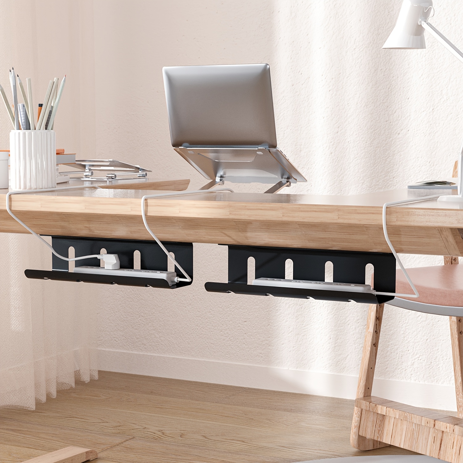 Under-Desk Cable Management Organiser with Cable Ties