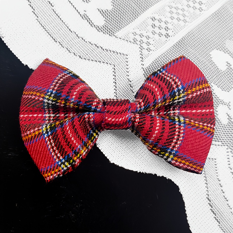 TEMU 11cm Long Fashion Retro Cute Red Checkered Bow Hair Clip, Handmade Bow Hair Clip Hair Accessory