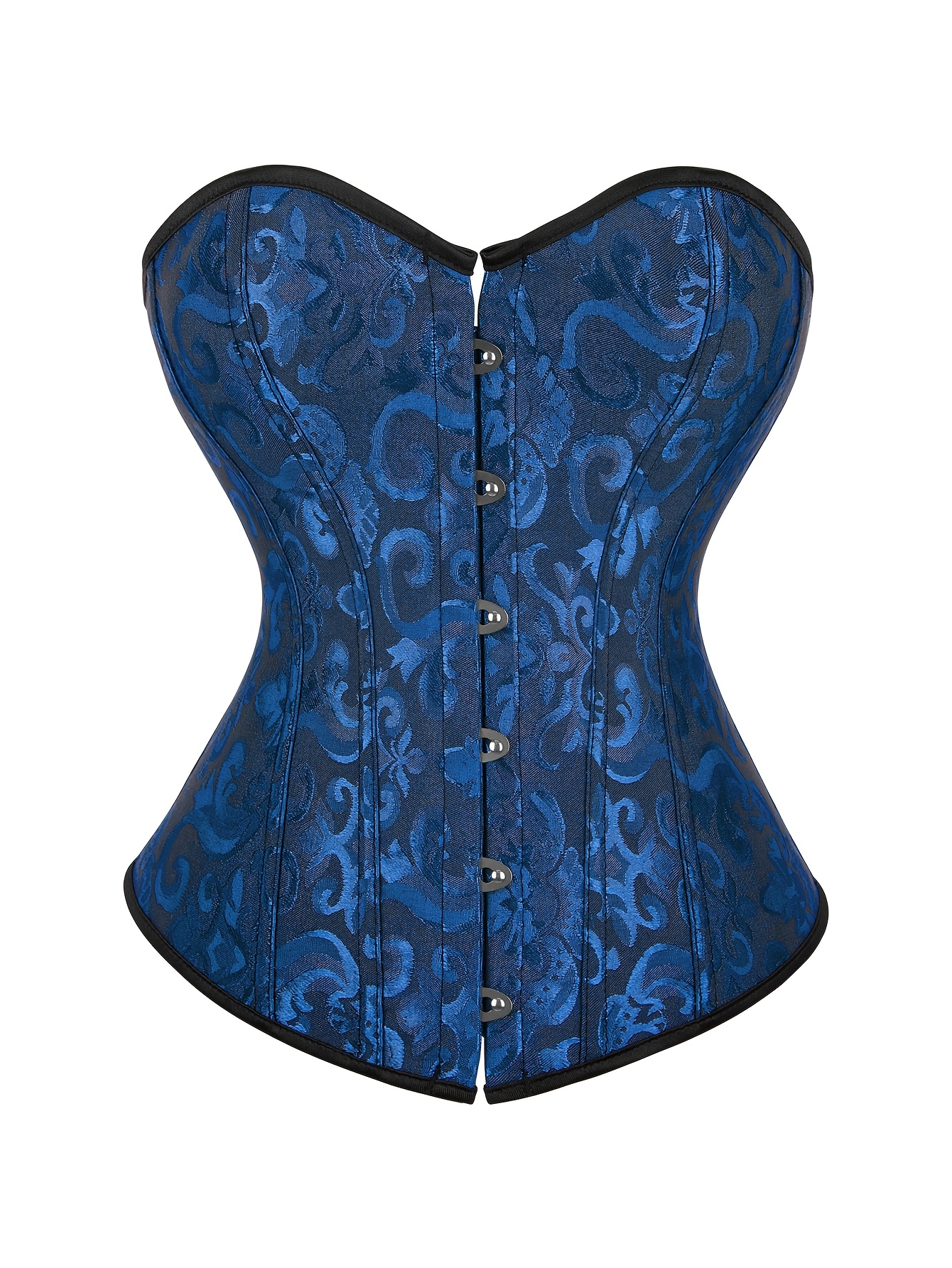 White Lace-Up Corset Top - Strapless, Tummy Control, Slimming Fishbone Bustier with Floral Jacquard Design, Front Hook Closure for Women