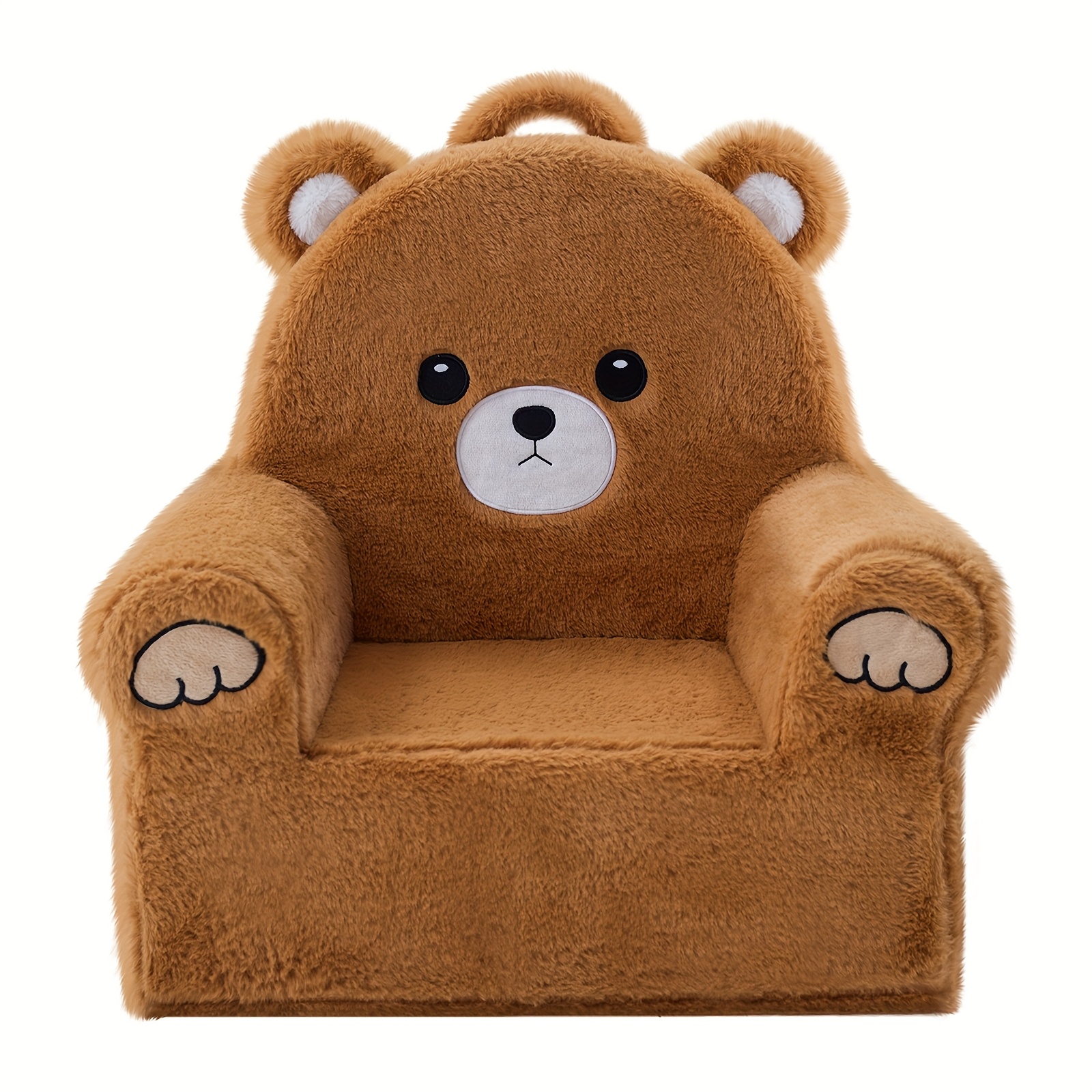 TEMU Kids Sofa & Armchair, Teddy Bear Recliner For Toddlers, Memory Foam Padded Reading Nook Chair, Supportive Animal Lounge Chair For Kids, Soft Brown Plush Nursery Seating For