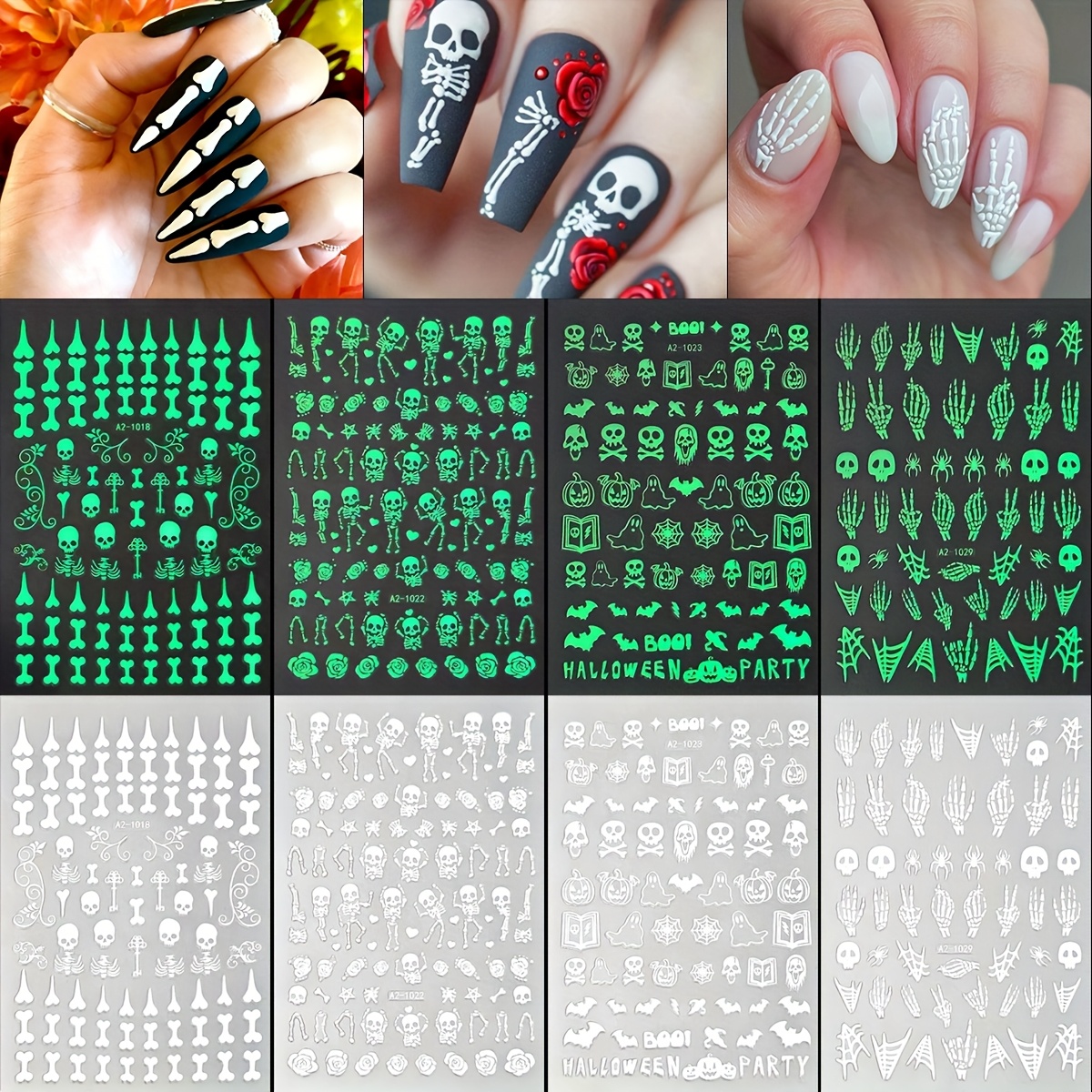 Image of Of Art Stickers Featuring Halloween-themed Cartoon , Self-adhesive Supplies For Nail Decoration