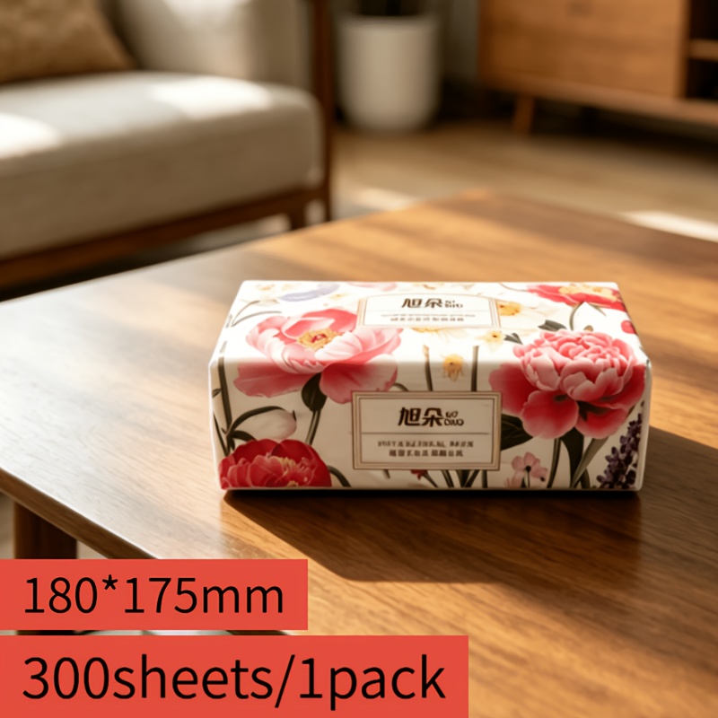 TEMU 180x175mm Large-size Printed Premium Facial Tissue, 5-ply Thickened, , Disposable Facial Tissue, Napkins, Travel Portable Pack, For Tissue Boxes