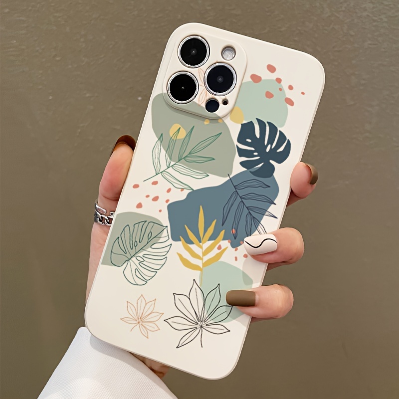TEMU Leaf Pattern Tpu Case For Iphone 7/8/x/xs/11/12/13/14/15 Series – , High Aesthetic, Dirt-resistant Phone Cover With Tropical & Botanical Design