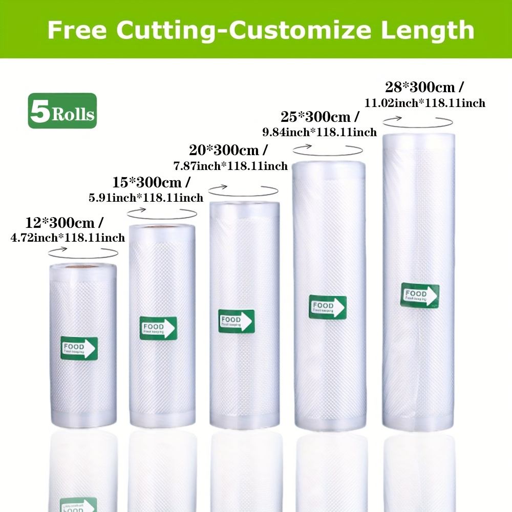 TEMU 5 Rolls Of Vacuum Sealed Bag, For Food Preservation, Puncture Resistant, Perfect For Vacuum Low-temperature Cooking, Meal Preparation, And Steak