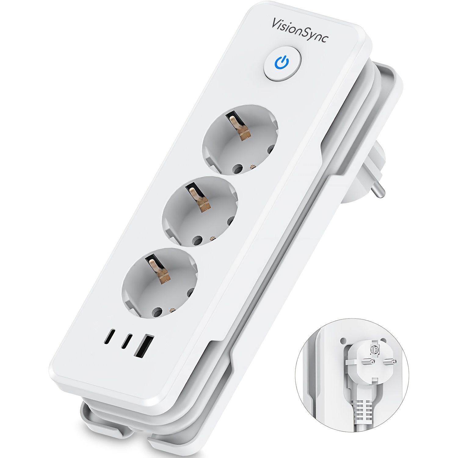Image of Power Strip With Usb Ports, 6-in-1 Multi Plug Wall Socket - 3 Outlet Extender With Usb-c Fast Charging, 1.5m Extension Cord For Home