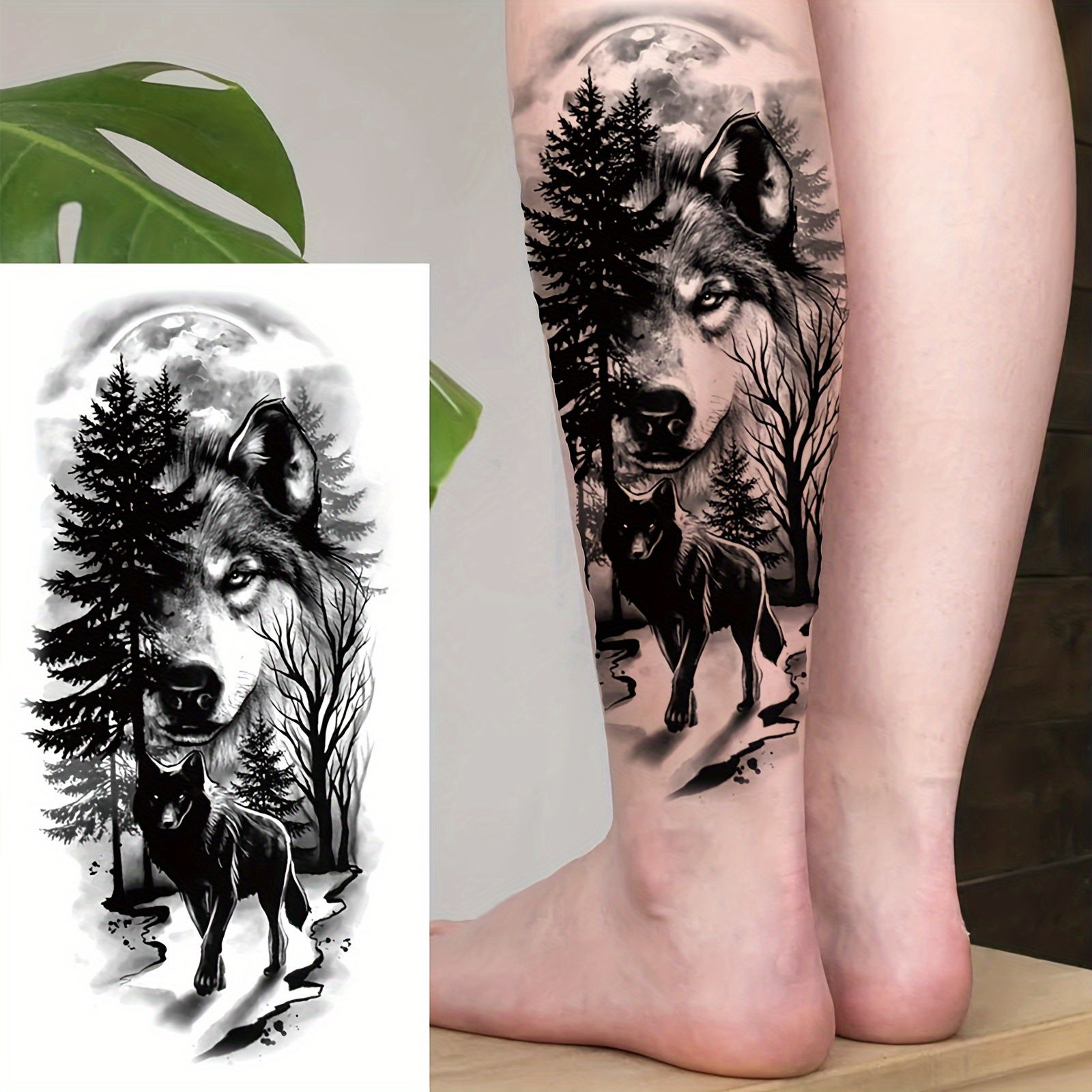 남녀 모두에게 적합한 임시 블랙 늑대 타투 팔과 허벅지용으로 디자인 방수 오래 지속 사실적인 - Temu Republic of Korea, image size:1600x1600