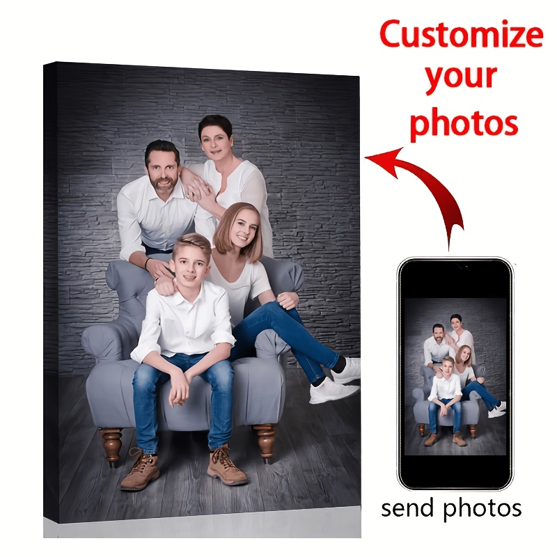 TEMU Impression d'art sur toile personnalisée cadre 2D plat, 1 pièce, photo murale personnalisée pour , remises de diplômes, portraits de famille |