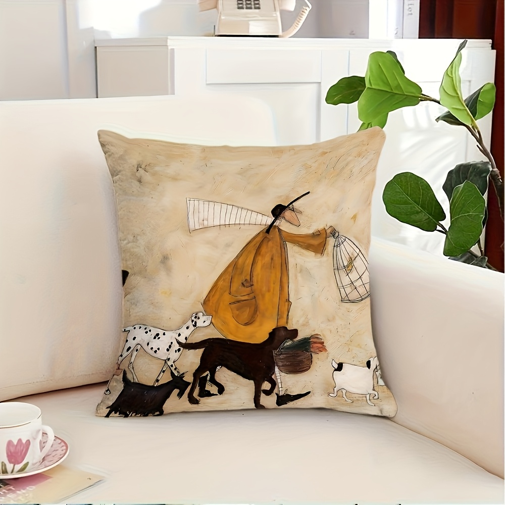 TEMU 1pc Modern Decorative Cushion Cover 18x18 Inch - Double-sided Printed Zippered Pillow Case Suitable For Office, Living Room & Bedroom, Machine
