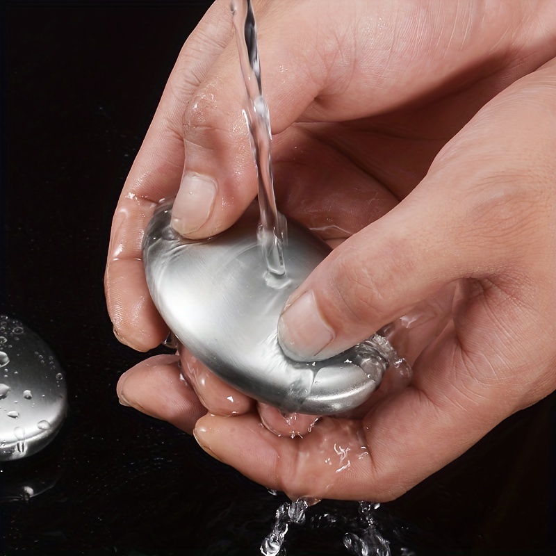 TEMU 1pc Reusable 304 Stainless Steel Soap - Odorless Durable Metal Soap, Suitable For Kitchen, Dishwashing, And Cleaning Fish - High-quality Hard