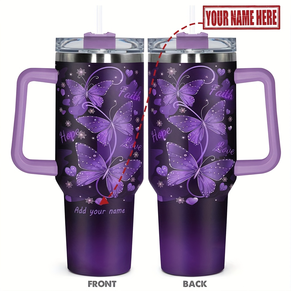 

1pc, Personalized 40oz With Lid – Purple , Custom Name Stainless Steel Water Bottle, Insulated And , Gift For Any : Birthdays, Holidays, Or For Family, Friends, Or Coworkers