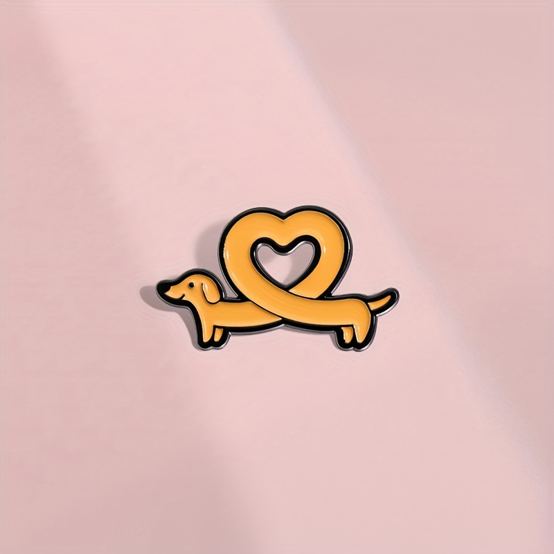   cute cartoon dachshund brooch pin alloy no plating daily wear accessory for clothing and backpack 1pc yellow puppy badge small gift