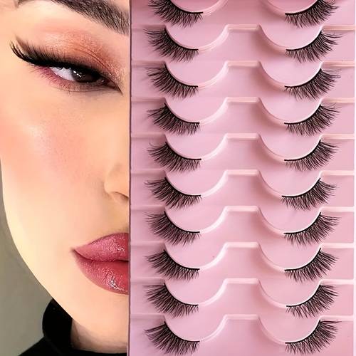 10 pairs of eyelashes imitation mink eyelashes natural false eyelashes dramatic fluffy soft eyelashes eyelash extension makeup