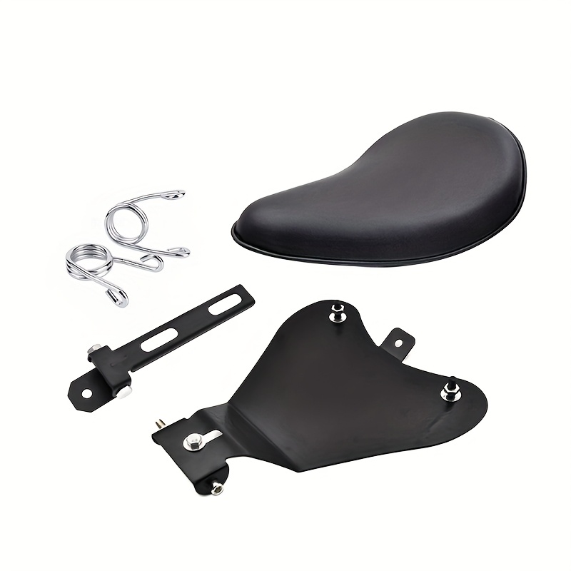 Seggiolino Moto Con Base A Molla Per Harley Sportster XL 883/1200 - Pelle Nera, Kit Completo Di Montaggio