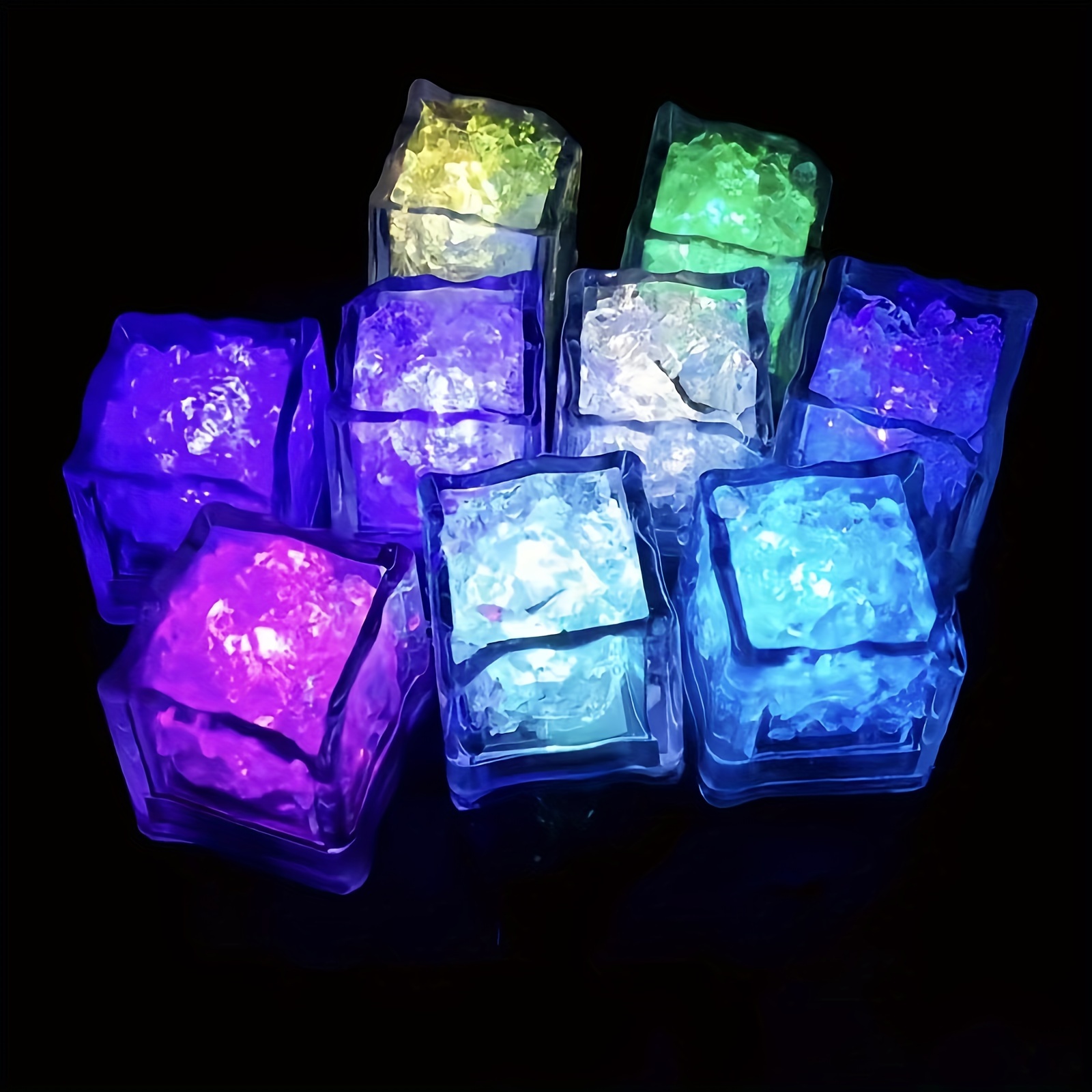 Gift for Her/Him 6pcs of Multicolored Flashing LED Ice Cubes, Color-Changing Touch-Sensitive Glowing Ice Cubes, Decorations for Weddings, Bars, Clubs, And Parties, Birthday And Holiday Additions, Creative Small Gifts