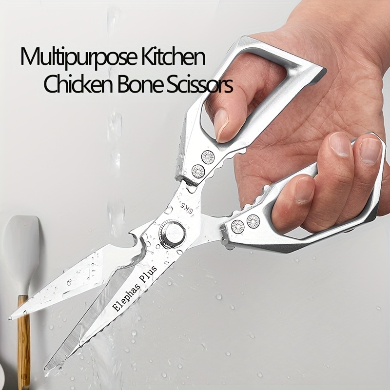 TEMU 9-inch Silvery High-quality Stainless Steel Kitchen Scissors - Heavy-duty Kitchen Scissors - With Exquisite