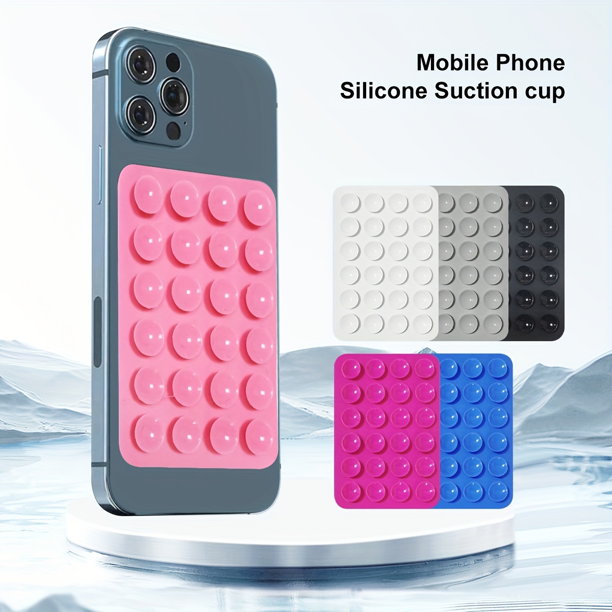 

Support de téléphone en silicone avec ventouse, 24 ventouses, support de téléphone portable à coller pour plusieurs , accessoire mobile pour , de bain, l'utilisation du - Pas besoin de piles