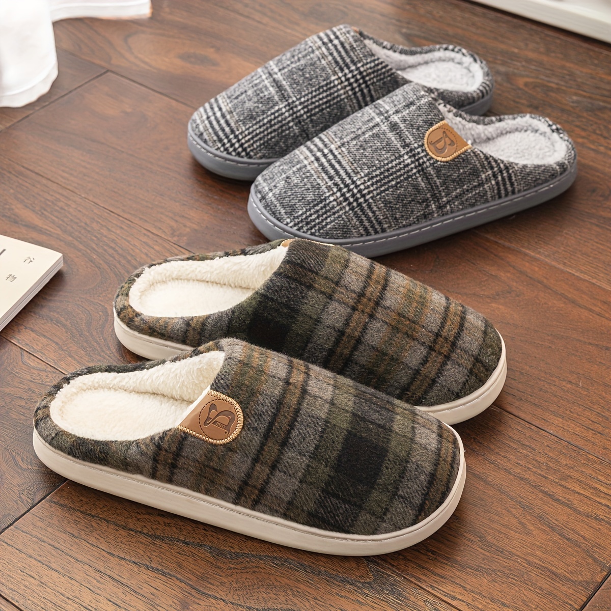 

1 Pair Unisex Slippers, Casual Round Toe Indoor House Shoes, Soft Fabric Lining And Sole, Tpr Sole, All Season Footwear For Home And Office - Ho-2654