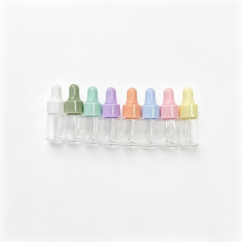 Image of 4pcs/8pcs Bottles, Travel Refillable Glass Bottles, Clear Small Dropper Bottles, Empty Bottles With Colored Rubber Dropper Tops, Essential Oil Refill Bottles